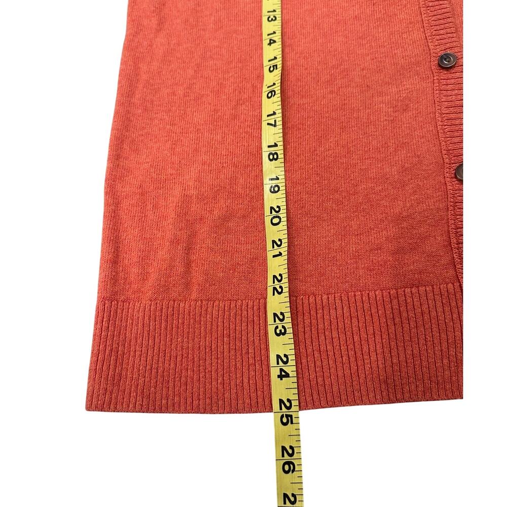 LL Bean Wicked Soft Cotton Cashmere Cardigan Sweater Papaya MED Coastal Grandma - Picture 7 of 8